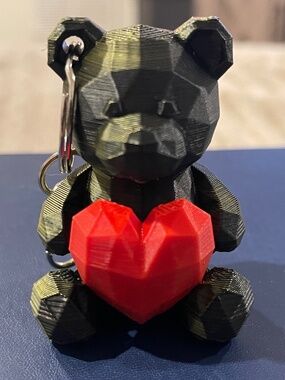Custom 3D Bear & Heart Keychain 2.5”